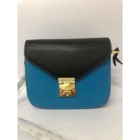 ราคา กระเป๋ามือหนึ่ง MCM Patricia Crossbody Bag Munich Blue หนังแท้ สีดำ/สีน้ำทะเล อะไหล่ทอง ขนาด 8 นิ้ว พร้อมส่ง (18493480529)
