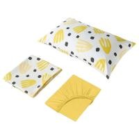 ราคา [IKEAแท้ ถามก่อนสั่ง] BRUKSVARA บรุคส์วอร่า ชุดเครื่องนอน 3 ชิ้น, เหลือง/ขาว, 150x200 ซม. (29168744732)