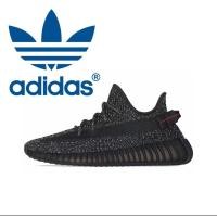 ราคา Adidas Originals Yeezy Boost350V2 Black Low Top Sports Casual shoes unisex black FU9007 (22285319822)
