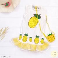 ราคา gusjungcloset ชุดเดรสเด็กหญิงลายสับปะรดสีเหลืองพร้อมกระเป๋าเข้าเซต วัย 1 -3 ปี พร้อมส่ง (7224487242)