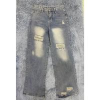 ราคา กางเกงยีนส์ขายาว สียีนส์อ่อนฟอก แต่งขาด เท่ๆ (25425741690)