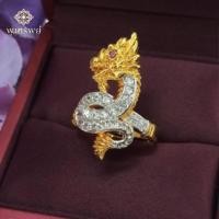 ราคา ส่งฟรี แหวนเพชรพญานาค เครื่องประดับไทย พูนทรัพย์ มีใบรับประกัน RD54R500 (23289984088)