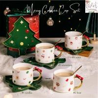 ราคา Violet Flamingo เซ็ตแก้วกาแฟและจานขนมทรงต้นคริสมาสต์ แถมช้อนคน Merry Coffee Cup Set (19592836988)