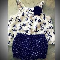 ราคา ชุดเสื้อ+กางเกงขาสั้นเข้าชุดเด็กหญิงลายสมอเรือ (716866607)