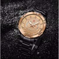 ราคา naviforce watch แท้ นาฬิกาข้อมือ สายแสตนเลสดำ รุ่น NF9085-GO กันน้ำได้ หน้าปัดทอง (293599797)