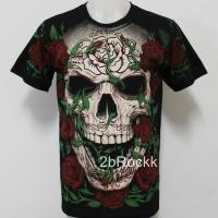ราคา เสื้อยืด กะโหลก กุหลาบ ผี ลายสัก ยมทูต Tattoo Rock Eagle Discharge T-Shirt G121 ไซส์ยุโรป (22125784909)