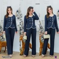 ราคา The Perfect Ladies ชุดเซ็ท SET 2 ชิ้น #สาวอวบ เซทเสื้อแขนยาว + กางเกงขายาว .. (26822667213)