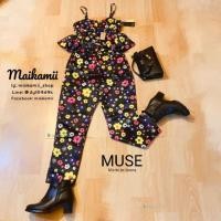 ราคา ชุดลายดอก สีดำ งานป้าย muse S (1999468495)