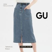 ราคา GU กระโปรงยีนส์ผ่าด้านหน้า (29717374371)