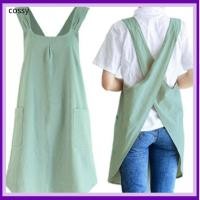 ราคา คอสซี่ ผ้ากันเปื้อนไขว้หลัง, ผ้าฝ้ายลินินสีทึบอบผ้ากันเปื้อนทําอาหาร, คุณภาพสูงระบายอากาศแขนกุดเสื้อผ้าทํางานอุปกรณ์ครัว (28825106994)