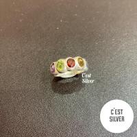 ราคา พร้อมส่ง‼️แหวนเงินแท้พลอยแท้ฝังหุ้ม 5เม็ด แหวนพลอยแท้ แหวนแถวเงิน แหวนพลอยเจียระไน แหวนเงินประดับพลอย (10814674699)