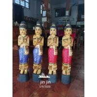 ราคา นางไหว้ยืน ตุ๊กตาไม้แกะสลักผู้หญิง ขนาดความสูง30นิ้ว(1ตัว) (6851941801)