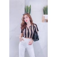 ราคา ครอปท็อป Rally ทรงปั๊วมากแม่!!! ตัวครอปเนื้อไหมพรมแต่งซิปช่วงคอเสื้อ รูดได้ถึงอกยั่วๆ แซ่บสุดดดด (14747030665)