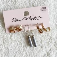ราคา Miss Selfridge ต่างหูชุด 3 ดาวพู่ Hoop Subang แฟชั่น耳环 (22968850870)