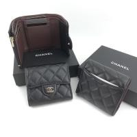 ราคา new chanel Compact wallet (black/GHW) (8630213317)