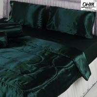 ราคา OHM ผ้าปูที่นอน ผ้าเครปซาติน 220 เส้น ขนาด 6 ฟุต 5 ชิ้น (สีเขียวเข้ม) (19910074330)