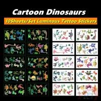 ราคา 10แผ่น/ชุด ❤ สติ๊กเกอร์รอยสักเรืองแสงชั่วคราวการ์ตูนไดโนเสาร์ ❤ รอยสักกันน้ําสําหรับแขนเซ็กซี่กระดูกไหปลาร้าร่างกายศิลปะมือเท้า (28531446505)