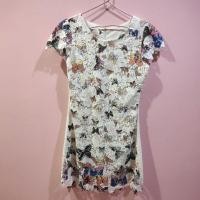 ราคา เดรสสั้น ซิปหลัง ลายผีเสื้อ สีขาว ผ้าลูกไม้ มีซับใน ไม่บาง มือสอง (4555621240)