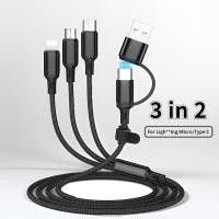 ราคา 3 in 2 สายชาร์จ USB A / Type C หลายพอร์ต สายชาร์จ USB สําหรับโทรศัพท์มือถือ Type C Micro USB สายชาร์จ (24023832725)
