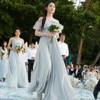 ราคา ส่งฟรีไม่ต้องใช้โค้ด MYCUPOFTEA[พร้อมส่ง ได้รับใน1-2วัน Kerryทุกชิ้น❤️] เดรสออกงานยาวแบบปาดไหล่โชว์ไหล่ สีเทา (17640818053)