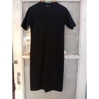 ราคา เดรสดำผ้าร่อง ผ่าหน้า (24022711644)