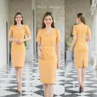 ราคา ชุดเดรสผ้าไทยสีเหลือง(S-M) (26604238371)