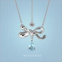 ราคา Mizuchol- สร้อยเงินแท้ชุบทองคำขาว ประดับพลอย Blue Topaz - Blue Ribbon (29519348780)
