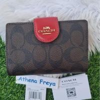 ราคา New!! กระเป๋าสตางค์ กลาง 2พับ Coach มือหนึ่งของแท้Coach C0082 Medium Corner Zip Wallet In Signature สีน้ำตาลเข้มลายซี (13798830859)