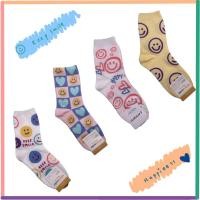 ราคา ถุงเท้าหุ้มข้อ ถุงเท้าข้อกลาง - ยาว สไตล์เกาหลี ถุงเท้าเกาหลี ลายน่ารัก สดใส ลายยิ้ม smile (28852588441)