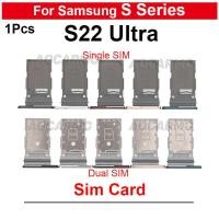 ราคา Black White Pink Red Single And Dual Card For Samsung Galaxy S22 Ultra Sim Tray Holder Socket Slot Repair Replacement (25976572714)
