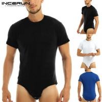 ราคา Incerun ชุดจัมพ์สูทสําหรับผู้ชายโพลีเอสเตอร์เซ็กซี่แขนสั้นทรงสลิมฟิต (4047244663)