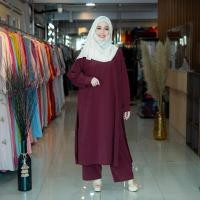 ราคา IL65ชุดเซ็ทเสื้อพร้อมกางเกง ตัวเสื้อยาวคลุมเข่าผ่าข้างเดรสผู้หญิง มุสลิม อิสลาม เสื้อผ้ามุสลิม ชุดรายอ อาบายะห์ ชุดออกบว (23443132392)