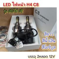 ราคา หลอดไฟหน้าLED C8 รุ่นปรับได้ 3สี 12v (17240826565)