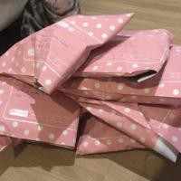 ราคา ถุงไปรษณีย์ 25x35 cm . สีพาสเทล สีชมพูจุด/หัวใจ |20ซอง=100฿| (1026454294)