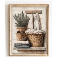 ราคา ตะกร้าซักผ้า Art Laundry Room Decor ตะกร้าซักผ้าพิมพ์ผ้าใบ Vintage Farmhouse โปสเตอร์ Country Rustic Cottagecore Decor (24142749809)