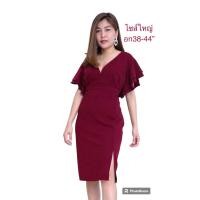 ราคา ราตรีสั้น ชุดไปงานกลางวันคนอวบ เดรสออกงานคนอ้วน ชุดทำงาน เสื้อผ้าคนอ้วน (25930198481)