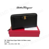 ราคา Salvatore Ferragamoกระเป๋าตังค์หญิงใบยาวหนังลาย รุ่นWallet Round Zipper Pebble Calf Ribbon Leather Code: 22 C908 0673734 (13164623503)