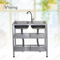 ราคา Vliving ซิ้งค์ล้างจาน อ่างล้างจานอลูมิเนียม 2หลุม 3ชั้น เจาะรูมีก๊อก#78 (532967752)