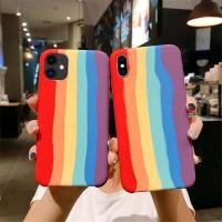 ราคา เคสและซองมือถือ#008-i Phone เคสกำมะหยี่สีรุ้ง ไอโฟนi6,6s,6plus,6s+,i7,i8,7plus,8+,X,XR,Xs max,iphone11 pro max,สายรุ้ง (8223507961)