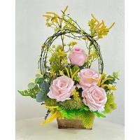 ราคา แจกันดอกไม้ประดิษฐ์โทนชมพูเหลือง ขนาด สูง 40 cm. กว้าง 35 cm. (15812036411)