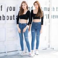 ราคา ส่งต่อ กางเกงยีนส์ทรงเดฟสกินนี่ ผ้ายืดนะคะ size s ราคา 100 บาท (4934120756)