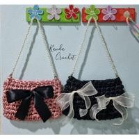 ราคา (พร้อมส่ง)Ribbon bag crochet กระเป๋าถักเชือกปอ/เชือกร่มแฮนด์เมด (22919604945)