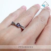 ราคา (ส่งฟรี ) แหวนเงินแท้ ชุบทองคำขาว พลอยสีม่วงอ่อน Design อินฟินิตี้ Size 53 (1482581075)
