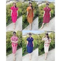 ราคา ชุดเดรสผ้าฝ้าย แต่งปอมเดินสาย ผ้าพื้นเมืองประยุกต์ชุดเดรสพื้นเมืองทรงเกาหลี ชุดเดรสพื้นเมืองฝ้าย (12201019002)