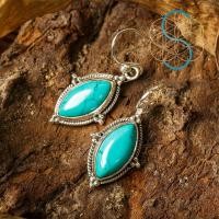 ราคา SUVANI เงินแท้ 92.5% ต่างหูหินเทอร์ควอยส์ (turquoise) หินสีฟ้า หินเสริมพลังอำนาจ ต่างหูห้อย เครื่องประดับเงินแท้ (25373823247)