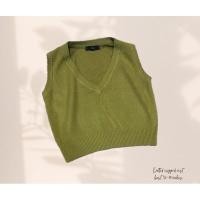 ราคา เสื้อครอปไหมพรมสีเขียว(คอวี) (24663484868)