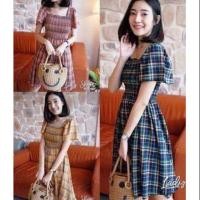 ราคา เดรสลายสก็อต ด้านหลังสายไขว้ (1600489953)