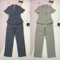 ราคา [LISA] A0455 ชุดเซตเสื้อสูทคอปกแขนสั้นดีเทลแต่งกระดุมลายสก็อตกางเกงขายาว ทรงเข้าเรียบหรู ใส่ทำงาน ออกงาน (24133118034)