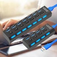 ราคา USB Hub 3.0 USB Splitter Multi USB 2.0 Hub Multiple 7/4 Port Hab Splitters With Power Adapter Computer Accessories Hub (28717963717)