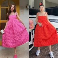 ราคา ส่งต่อ FLAT2112 เดรสผ้านวมสายเดี่ยวแบบผูก ปักลายหัวใจ Flat2112 เดรสยาว Long dress ใส่วาเลนไทน์ (22001639030)